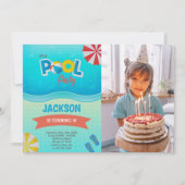 Blue Green Pool Invitations Anniversaire avec phot (Devant)