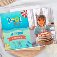 Blue Green Pool Invitations Anniversaire avec phot