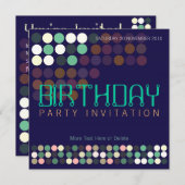 Blue Green Pop Dots Fête Anniversaire Invitation (Devant / Derrière)