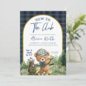 Blue Green Preppy Golf Bear Baby Shower Invitation (Debout devant)