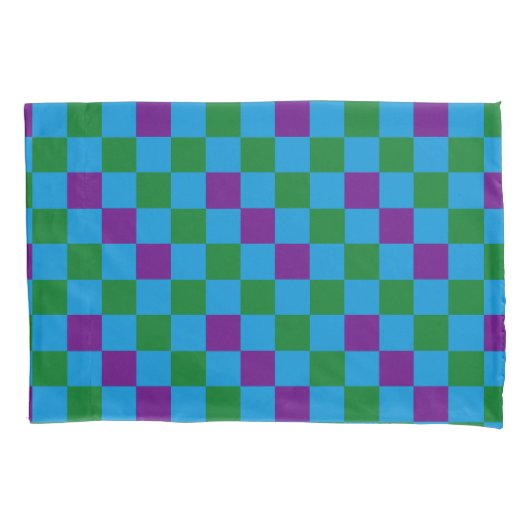 Blue Green Purple Checkered Pattern Design  Kussensloop (Voorkant)