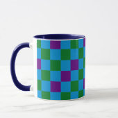 Blue Green Purple Checkered Pattern Design  Mok (Links)