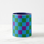 Blue Green Purple Checkered Pattern Design  Mok (Midden)