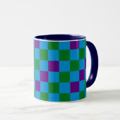 Blue Green Purple Checkered Pattern Design  Mok (Voorkant rechts)