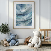 Blue Green Raindrops Poster Abstrait Watercolor