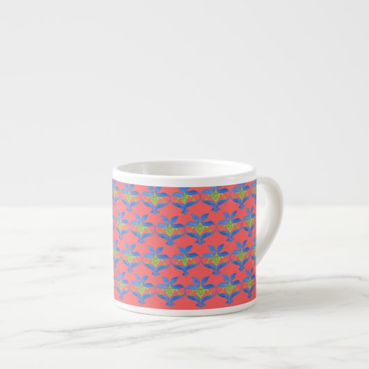 Blue Green Red Art Nouveau Motif Espresso Mug (Devant droit)