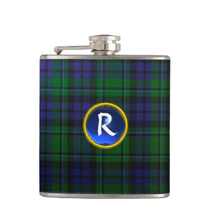 BLUE GREEN SCOTTISH TARTAN SAPPHIRE GEM MONOGRAM HEUPFLES