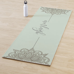 Blue Green Script Name Mandala Yoga Mat