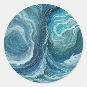 Blue Green Serenity Abstract Ronde Sticker