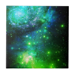 Blue Green Space Stars Galaxy Tegeltje