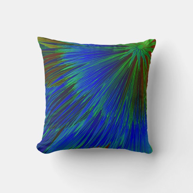 Blue Green Star Burst Kussen (Voorkant)