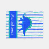 Blue/Green Stegosaurus Dinosaur, gepersonaliseerd Fleece Deken (Voorkant (Horizontaal))