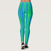Blue Green Stylish Stripes Pattern Design  Leggings (Achterkant)