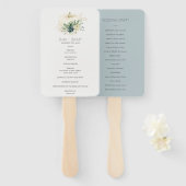 Blue Green Succulent Pumpkin Wedding Programme Handwaaier (Voorkant en achterkant)