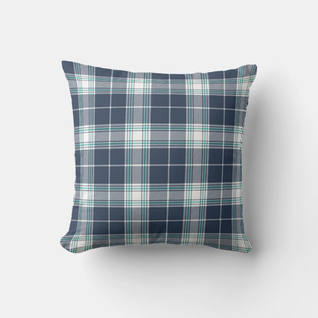 Blue Green Tartan Pattern Kussen (Voorkant)