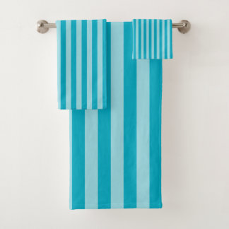 Blue Green, Teal Bath Towel Set Stripes
