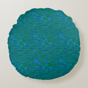 Blue Green Textures Poissons dans la mer Coussin r
