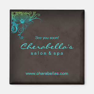 Blue Green Trendy Salon Spa Floral Fridge Magnet Magneet