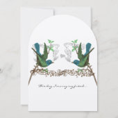 Blue & Green Vintage Birds Wedding Invitation (Dos)