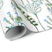 Blue Green Watercolor Wildflower Cadeaupapier (Rol Hoek)