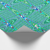 Blue Green Wave Modern Geometric Abstract Patroon Cadeaupapier (Hoek)