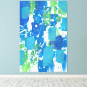 Blue Green White Abstract Canvas Afdruk (Insitu (Houten vloer))