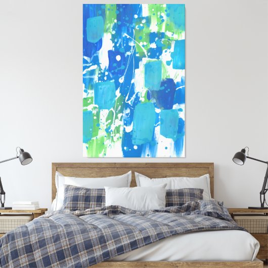 Blue Green White Abstract Canvas Afdruk (Insitu (Slaapkamer))
