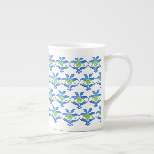 Blue Green White Art Nouveau Pattern China Mok (Rechts)