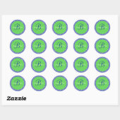 Blue Green White Polka Dot Monogram B Envelope Zee Ronde Sticker (Vel)