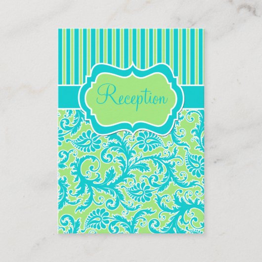 Blue Green White Stripe Damask Enclosure Kaart (Voorkant)