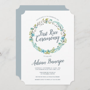 Blue Green Wreath First Rice Ceremony Kaart