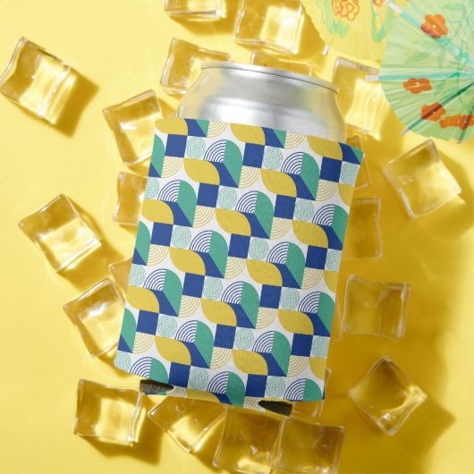 Blue Green Yellow Abstract Geometric Pattern Blikjeskoeler (Insitu Zomer)