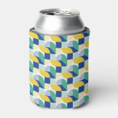 Blue Green Yellow Abstract Geometric Pattern Blikjeskoeler (Blikje Voorkant)