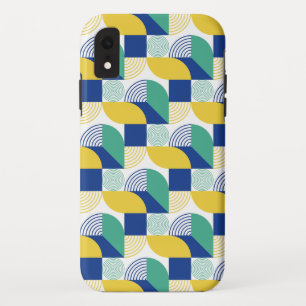 Blue Green Yellow Abstract Geometric Pattern iPhone XR Hoesje