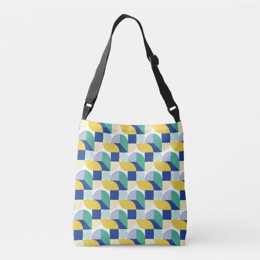 Blue Green Yellow Abstract Geometric Pattern Crossbody Tas (Achterkant)