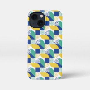 Blue Green Yellow Abstract Geometric Pattern iPhone 13 Mini Hoesje