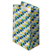 Blue Green Yellow Abstract Geometric Pattern Klein Cadeauzakje (Voorkant Gekanteld)