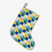 Blue Green Yellow Abstract Geometric Pattern Kleine Kerstsok (Voorkant (Hangend))