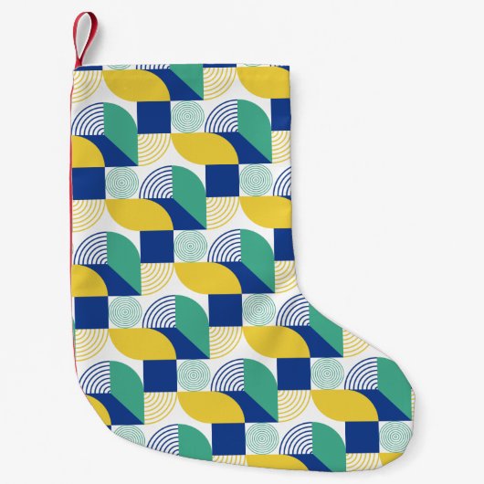 Blue Green Yellow Abstract Geometric Pattern Kleine Kerstsok (Voorkant)