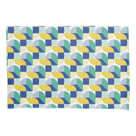 Blue Green Yellow Abstract Geometric Pattern Kussensloop (Voorkant)