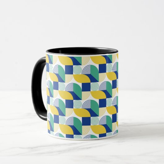 Blue Green Yellow Abstract Geometric Pattern Mok (Voorkant links)