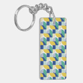 Blue Green Yellow Abstract Geometric Pattern Sleutelhanger (Voorkant Links)