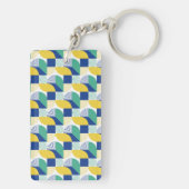 Blue Green Yellow Abstract Geometric Pattern Sleutelhanger (achterkant)