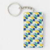 Blue Green Yellow Abstract Geometric Pattern Sleutelhanger (Voorkant)