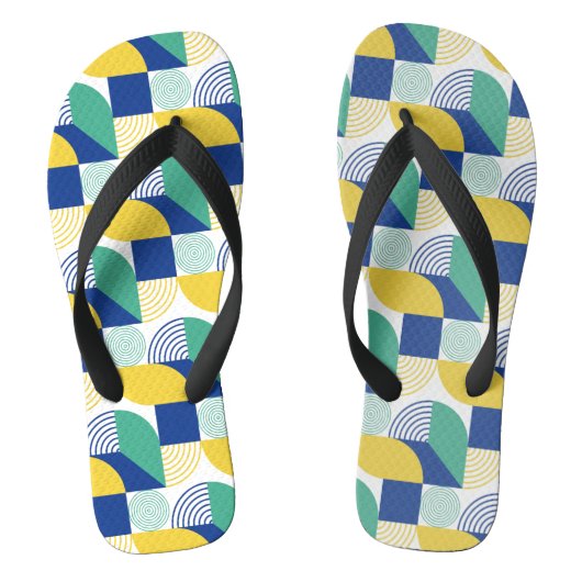 Blue Green Yellow Abstract Geometric Pattern Teenslippers (Voetbed)