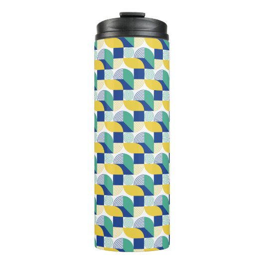 Blue Green Yellow Abstract Geometric Pattern Thermosbeker (Voorkant)