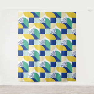 Blue Green Yellow Abstract Geometric Pattern Wandkleed