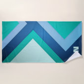 Blue Green Zig Zag Stripes Plage Serviette (Devant)