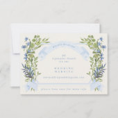 blue greenery crest website QR CODE wedding RSVP Kaart (Voorkant)