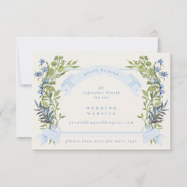 blue greenery crest website QR CODE wedding RSVP Kaart